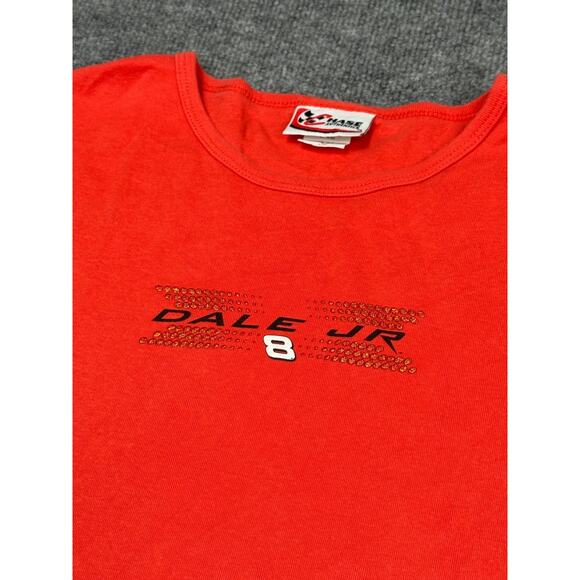 VTG Y2K Chase Authentics Dale Earnhardt Jr Red Shirt Womens L Gold Metallic - Picture 14 of 16